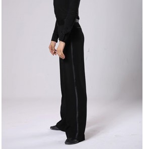 Men's latin dance pants side ribbon waltz tango stage performance long trousers for man